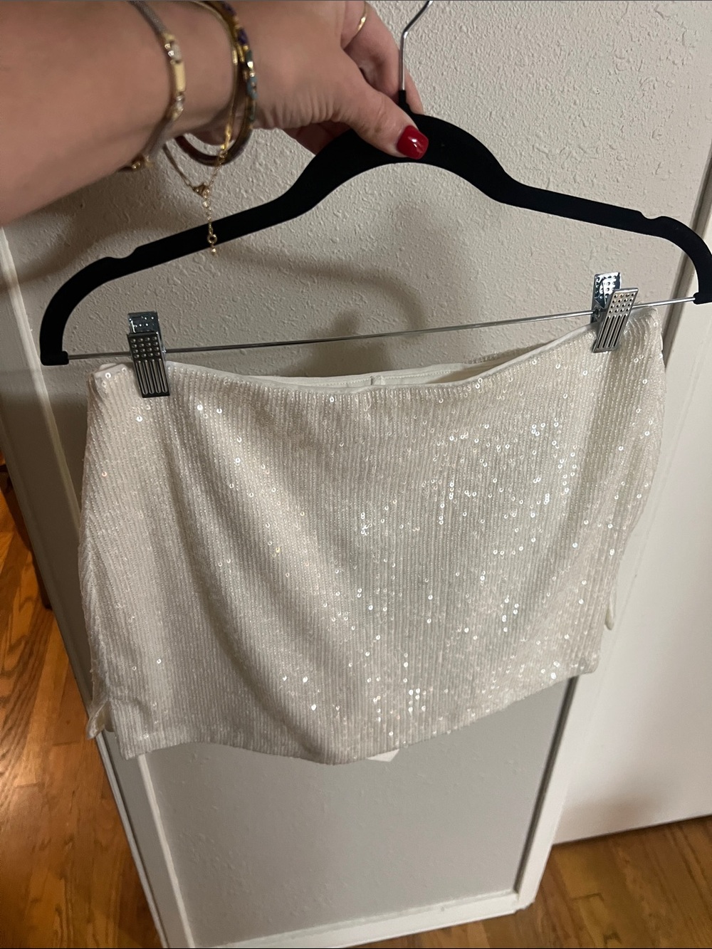NWT - Express Ivory Sequin Mini Skirt